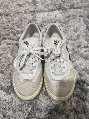 Veja White and Light Gray V-10 Style Sneakers with Black V